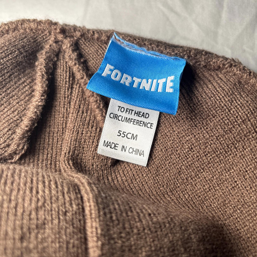Fortnite Beanie Hat Brown One Size 55cm Knit Winter Casual