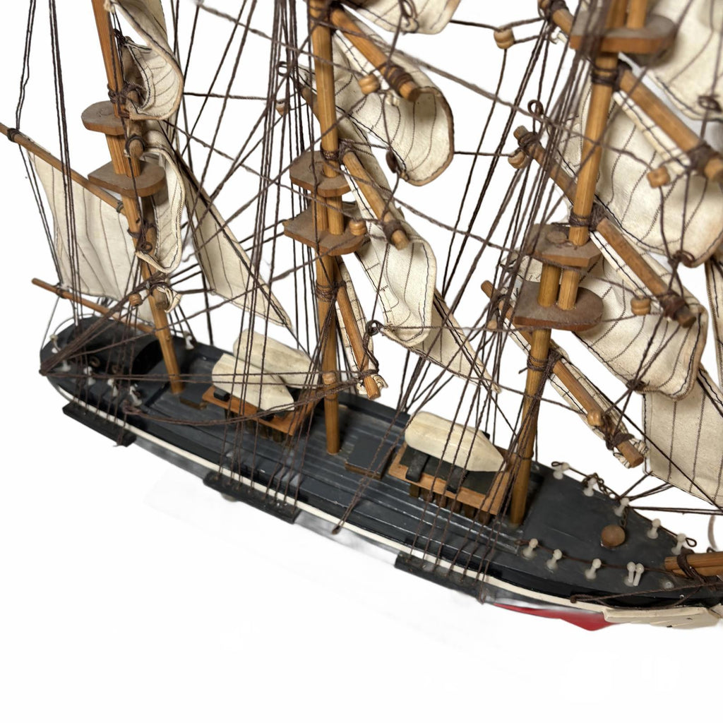 Decorative Wooden Ship Model with Fabric Sails
