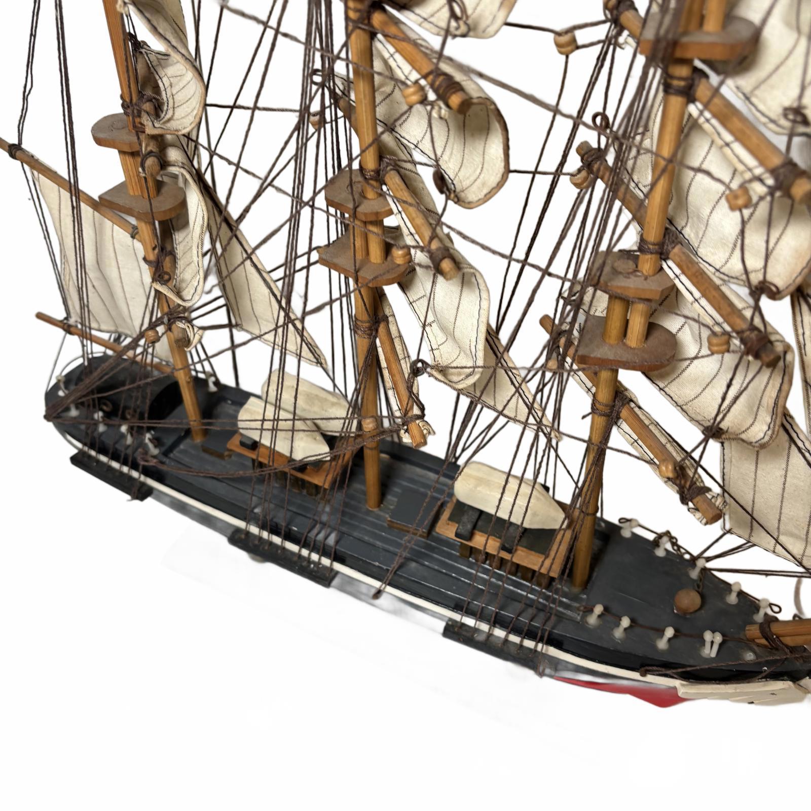 Decorative Wooden Ship Model with Fabric Sails