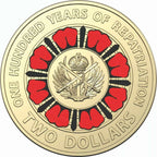 2019 $2 ANZAC 100 Years of Repatriation Australian $2 coin CIRCULATED In 2x2